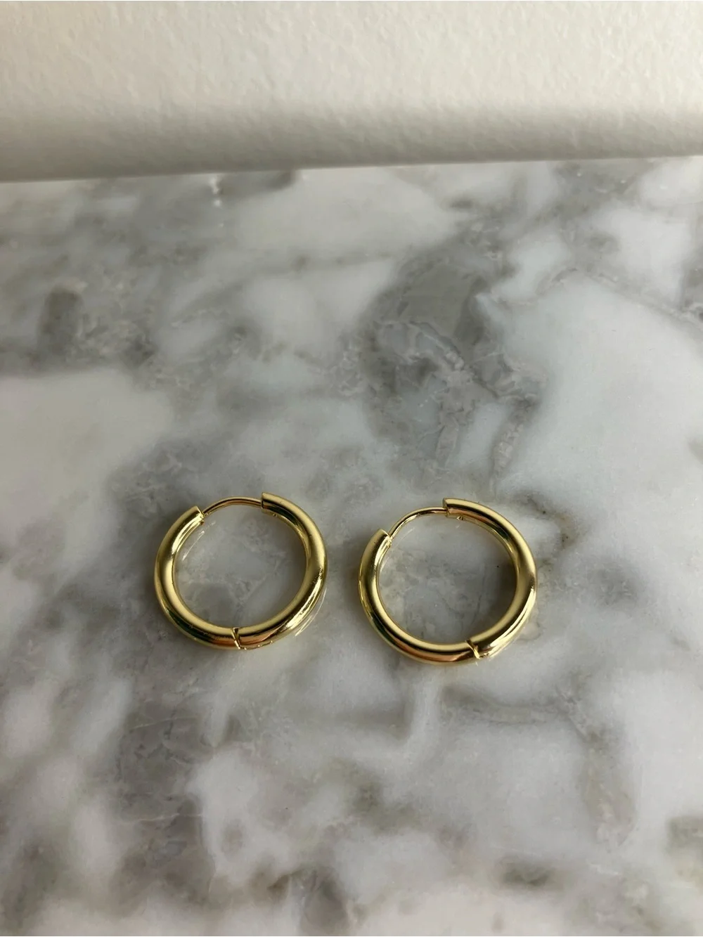 14k Gold Plated Hoop Huggie Earrings